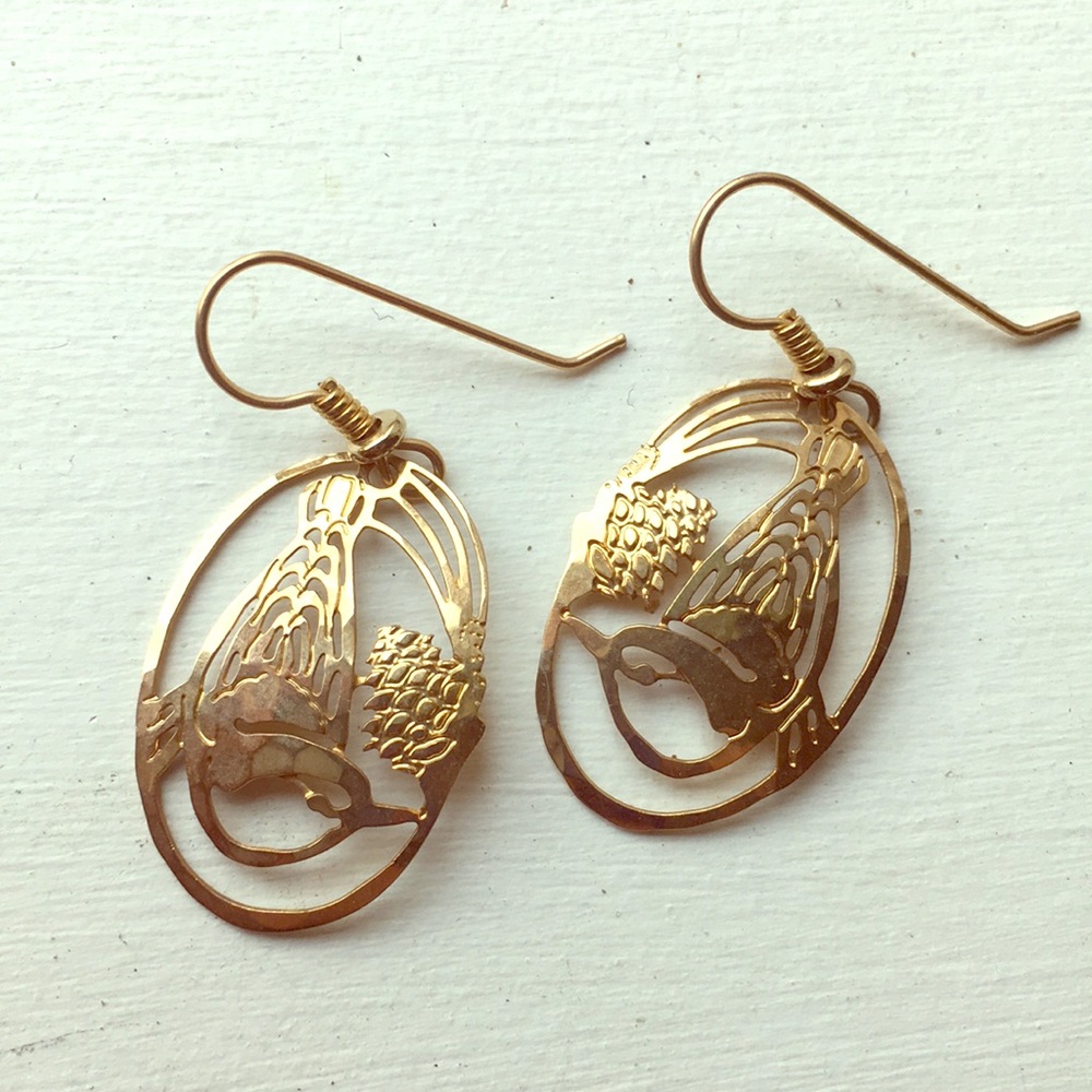 Gold bird earings